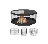 VEVOR Parc pour Chien 61 cm Enclos Lapin Chat Chiot avec Couverture Supérieure et Tapis Clôture pour Petits et Moyens Animaux de Compagnie 8 Panneaux Pliants en Métal pour Extérieur Intérieur Camping