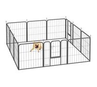 Pawhut – Parc pour chien modulable 12 panneaux pliable 60 cm porte verrouillable acier époxy noir