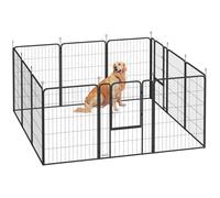 Parc pour chien - PawHut - 12 panneaux modulable, pliable, portable - avec porte - intérieur et extérieur - en acier - 100H cm noir