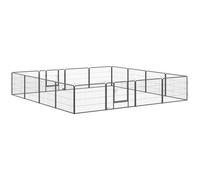 Parc pour chien - PawHut - 16 panneaux modulable, pliable portable - avec portes - intérieur et extérieur - en acier - 60H cm - gris