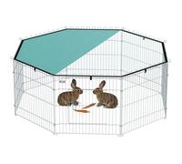 PawHut Parc pour Chien, enclos Chien 8 Panneaux avec Toit, modulable et Pliable, enclos Portable 60H cm avec Porte, clôture pour Chat, Chiens de Petit Taille, intérieur et extérieur, Argent, Vert