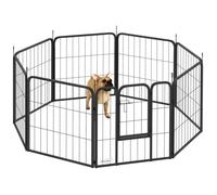 Parc pour chien - PawHut - 8 panneaux modulable et pliable - avec porte - en acier - intérieur extérieur - 60H cm- noir