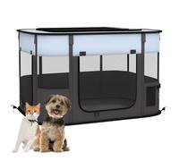 Parc pour chien - PawHut - pliable - tissu Oxford - avec poches de rangement - 84 x 64 x 53 cm - gris et noir
