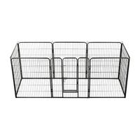 Parc pour chiens - - 8 panneaux - Acier enduit de poudre - 80 x 60 cm - Noir