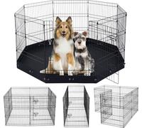 Parc pour chiens VEVOR, 8 panneaux de 76 cm H x 61 cm L, parc pour chiots pliable en métal, parc pour chiots avec porte, tapis de sol en tissu Oxford 600D