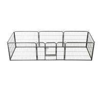 Parc pour chiens - - 8 panneaux - Acier enduit de poudre - 80 x 60 cm - Noir