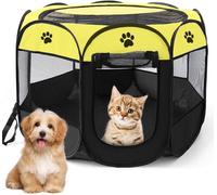 Parc pour Chiot Chien Chat Pliable, petits animaux clôture étanche pour chats et animaux de compagnie, jaune 73 x 73 x 43 cm