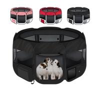 Parc pour chiots - All Pets United - Noir - Rectangulaire - Pliable - Intérieur/Extérieur