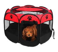 Parc pour Chiots, Clapier Pliable pour Chien pour Animaux de Compagnie Housse en Maille pour Lapins Chats Intérieur et extérieur 26,77 x 17 cm Rouge