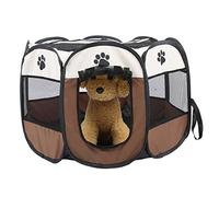 Parc pour Chiots, Clapier Pliable pour Chien pour Animaux de Compagnie Housse en Maille pour Lapins Chats Intérieur et extérieur 26,77 x 17 cm café
