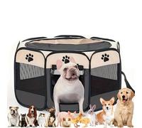 Parc pour Chiots, enclos pour Chien, enclos pour Chat, enclos pour Chien pour Appartement, enclos d'intérieur pour Chiots, enclos pour Lapin, enclos extérieur pour Chats (114X114X58CM, Beige, L)