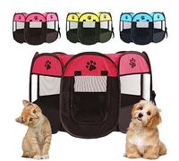 Parc pour Chiots - Pliable - pour Chiens - en Tissu Oxford - Étanche - Intérieur et Extérieur - 73 x 73 x 43 cm - pour Chats, Chiens, Lapins, Petits Animaux (Bourgogne + Noir)