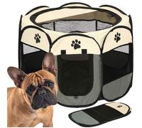 Parc pour chiots - Springos® - Modèle pliable - 114 x 114 x 56 cm - Tissu maillé respirant - Toit amovible