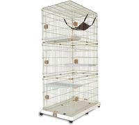 Parc pour Petits Animaux Cage pour Chat Cage pour Chat en Plein Air, Condo pour Chat à 3 Niveaux Idéal pour 1 à 4 Chats pour Hamsters, Gerbilles avec Un Grand Espace de Vie(Size:55 * 84 * 167cm)
