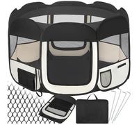 Parc pour Chien Chat Pliable 115 cm x 115 cm x 64 cm Noir + 1 Housse de Transport