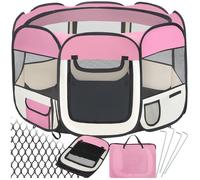 PARC - TECTAKE - Parc pour Chien Chat Pliable 115 cm x 115 cm x 64 cm + 1 Housse de Transport - Rose