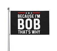 Parce que je suis Bob, c'est pourquoi drapeau pour les gars de la chambre, drapeaux amusants double face, décoration murale pour jardin, 3 x 5 pieds, parce que je suis Bob, c'est pourquoi, tapisserie