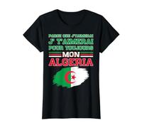 Parce Que Je taimerai pour Toujours Mon Drapeau algérien T-Shirt Graphique avec Valeur, Femme, Noir, L