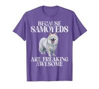 Parce Que Les Samoyèdes sont effrayants Les Samoyèdes géniaux T-Shirt, Homme, Violet Chiné, M