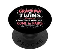 Parce Que Parfois Les Miracles arrivent par Paires, Grand-mère jumelle PopSockets PopGrip Adhésif