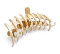 Parcelona French Rake Grande pince à cheveux en acétate de celluloïd de 12,7 cm - Antidérapante - Prise en main serrée - Durable - Accessoire de coiffure pour femme - Fabriqué en France (beige clair)
