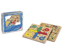 Parchis Jeu De L'oie En Bois Et Boite Métal