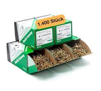 PARCO Assortiment de Vis à Bois Torx - Lot de 1400 Vis | pour Aggloméré Acier Zingué Jaune - 5 Dimensions - Visserie Professionnelle pour Bricolage et Menuiserie