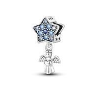 PARCOM Breloque ange gardien en argent sterling 925 pour bracelets Pandora, pendentif compatible avec les colliers européens à chaîne serpent, hypoallergénique, bijou à porter au quotidien pour femme