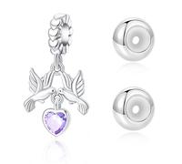 PARCOM Lot de 3 pendentifs colombe de la paix en argent sterling 925 et perles d'arrêt en silicone - Compatible avec les bracelets et colliers Pandora, bijoux hypoallergéniques pour femme pour la fête