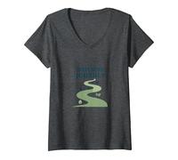 Parcours Bien-être : Un Chemin conscient vers la santé et l'équilibre T-Shirt avec Col en V, Femme, Chiné Foncé, XXL