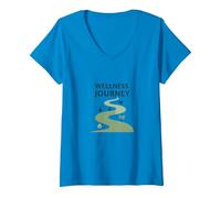 Parcours Bien-être : Un Chemin conscient vers la santé et l'équilibre T-Shirt avec Col en V, Femme, Saphir, L