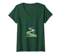 Parcours Bien-être : Un Chemin conscient vers la santé et l'équilibre T-Shirt avec Col en V, Femme, Vert Forêt, L