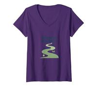 Parcours Bien-être : Un Chemin conscient vers la santé et l'équilibre T-Shirt avec Col en V, Femme, Violet, S