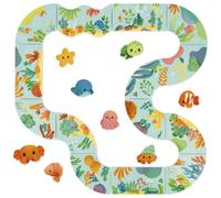 Janod – Circuit de bain Premier Âge dès 18 mois – 14 pièces, 8 animaux, filet de séchage