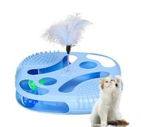 Parcours de balle pour chat, jouet à rouler, plateau de jeu creux, jouet sensoriel interactif avec plume taquineuse pour soulager l'ennui