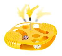 Parcours de balle pour chat - Jouet d'activité pour chat - Plateau de jeu creux pour chat - Jouet sensoriel interactif avec plume taquineuse pour soulager l'ennui