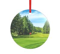 Parcours de golf imprimé cœur rond acrylique accessoires festifs ornement pour Noël multi scènes décorations cadeaux