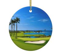 Parcours de golf personnalisé rond en céramique pendentif de Noël à suspendre pour Noël, vacances, mariage, fournitures de fête, cadeaux souvenirs 1 pièce