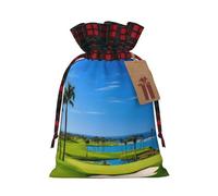 Parcours de golf - Pochettes multicolores en toile de jute avec cordon de serrage, sacs respectueux de l'environnement pour les fêtes, les cadeaux de mariage, emballage taille S