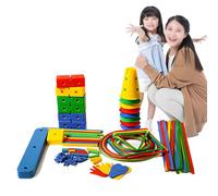 Parcours d'obstacles Ensemble D’entraînement À L’équilibre Et À La Coordination, Jeu De Jardin Domestique De 114 Pièces, Activité De Gazon Extérieur pour Fête D’Anniversaire