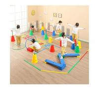 Parcours d'obstacles Ensemble De Parcours d'obstacles pour Jardin, Équipement D'entraînement À L'équilibre De 114 Pièces, Jeu De Coordination Et D'agilité