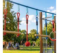 Parcours d'obstacles Ninja pour enfants - AIYAPLAY - 10 M - kit de tyrolienne complet charge 100 kg - PP - multicolore