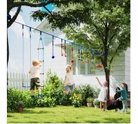 Parcours d'obstacles ninja pour enfants 10 accessoires 10 m slackline et sac de transport, bleu