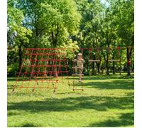 Parcours d'obstacles Ninja pour enfants 10 M kit de tyrolienne complet charge 100 kg, installation facile, rouge