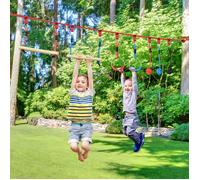 Parcours d'obstacles ninja pour enfants 30 accessoires et sac de transport 10 m de slackline bleu noir rouge |
