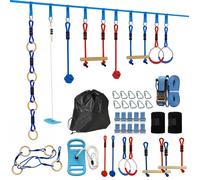 Parcours d'obstacles Ninja pour enfants - AIYAPLAY - 10 M - kit de tyrolienne complet charge 100 kg - PP - multicolore