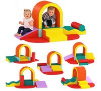 AIYAPLAY Parcours motricité bébé 10PCS, Module motricité bébé en Mousse EPE avec Housse en revêtement PU, Blocs Mousse de Construction, Jouets éducatifs Enfants d'âge préscolaire, Multicolore