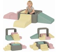 Parcours motricité bébé - AIYAPLAY - 7 pièces, en mousse, housse lavable - velours côtelé - 174 x 174 x 30 cm - multicolore