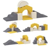 Parcours motricité bébé - blocs mousse éducatifs - AIYAPLAY - modulable 7 pièces et housse lavable - revêtement en velours - jaune