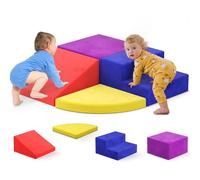 Parcours Motricité Bébé en Mousse,Blocs d’Escalade avec Housse en Cuir et Attaches à Crochets et Boucles, Mousse Blocs de Construction Jouets éducatifs,Soft Play Corner Climber (DM152117)